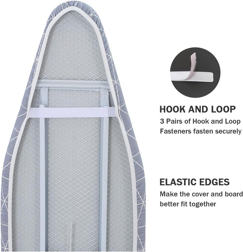 LCLW Ironing Board Cover and Pad Standard Size 15 x 54,3 Pairs of Hook and Loop Fastener Straps,Elastic Edges,Cotton Iron Board Cover with Scorch Resistant Thick Padding (Pattern G) - Image 4